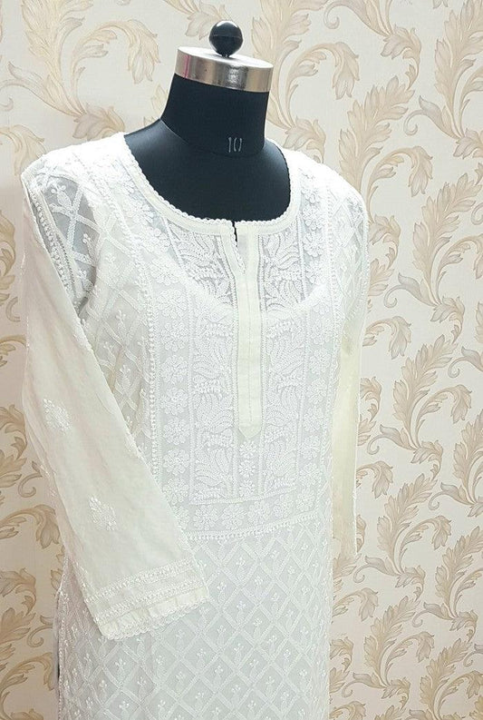 Chikankari Cotton Kurta - Adah Chikankari