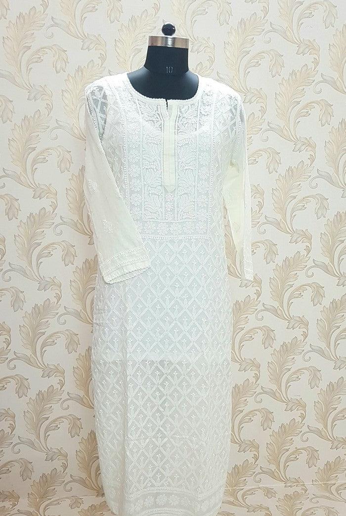 Chikankari Cotton Kurta - Adah Chikankari