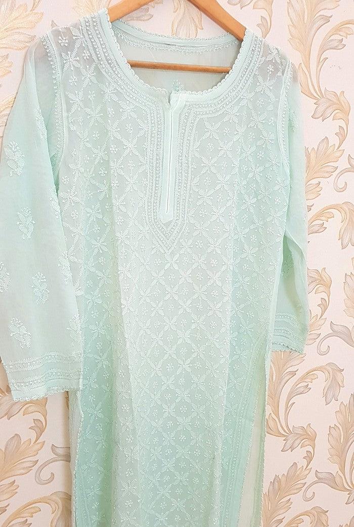 Chikankari Viscose Georgette Kurta - Adah Chikankari