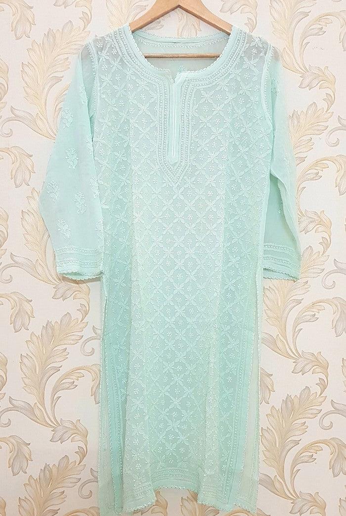 Chikankari Viscose Georgette Kurta - Adah Chikankari
