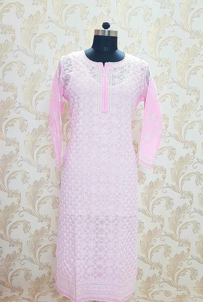 Chikankari Cotton Kurta - Adah Chikankari