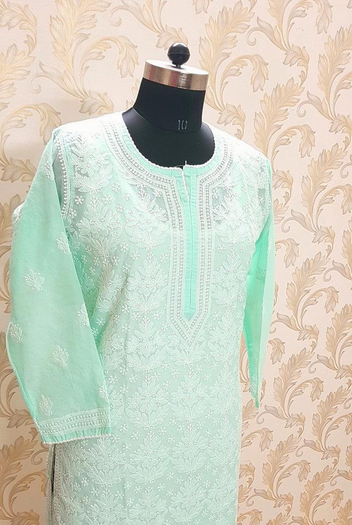 Chikankari Cotton Kurta - Adah Chikankari