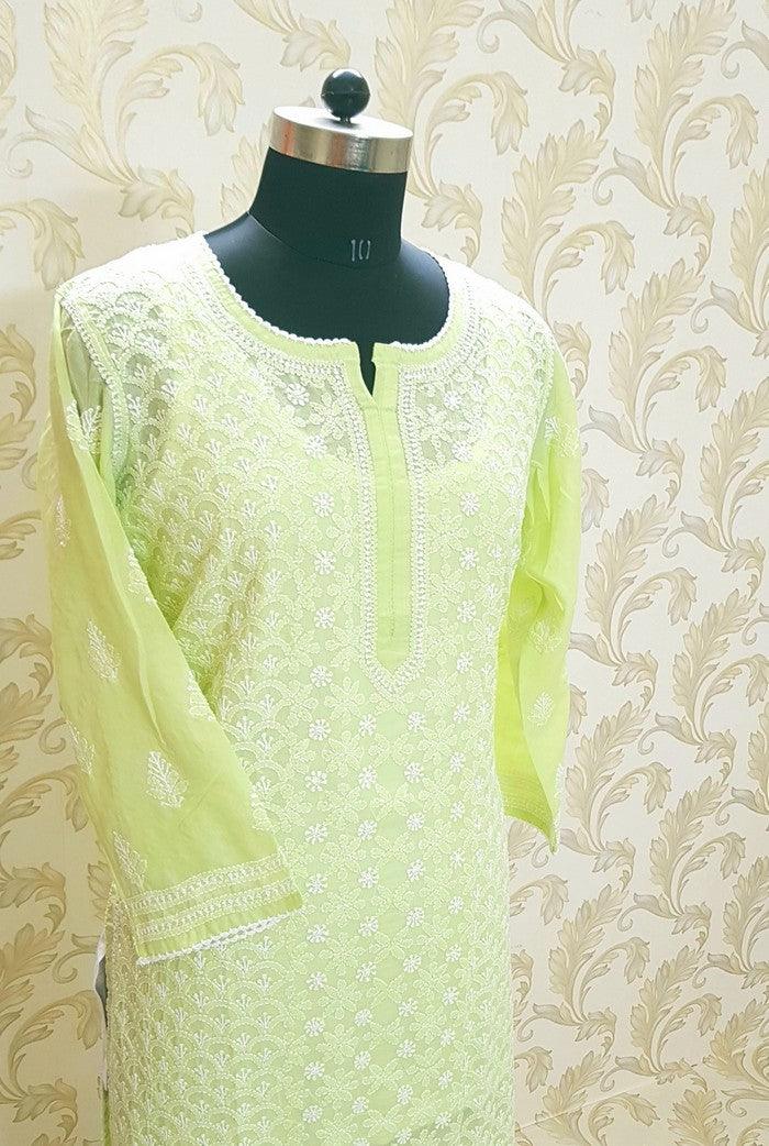 Chikankari Cotton Kurta - Adah Chikankari