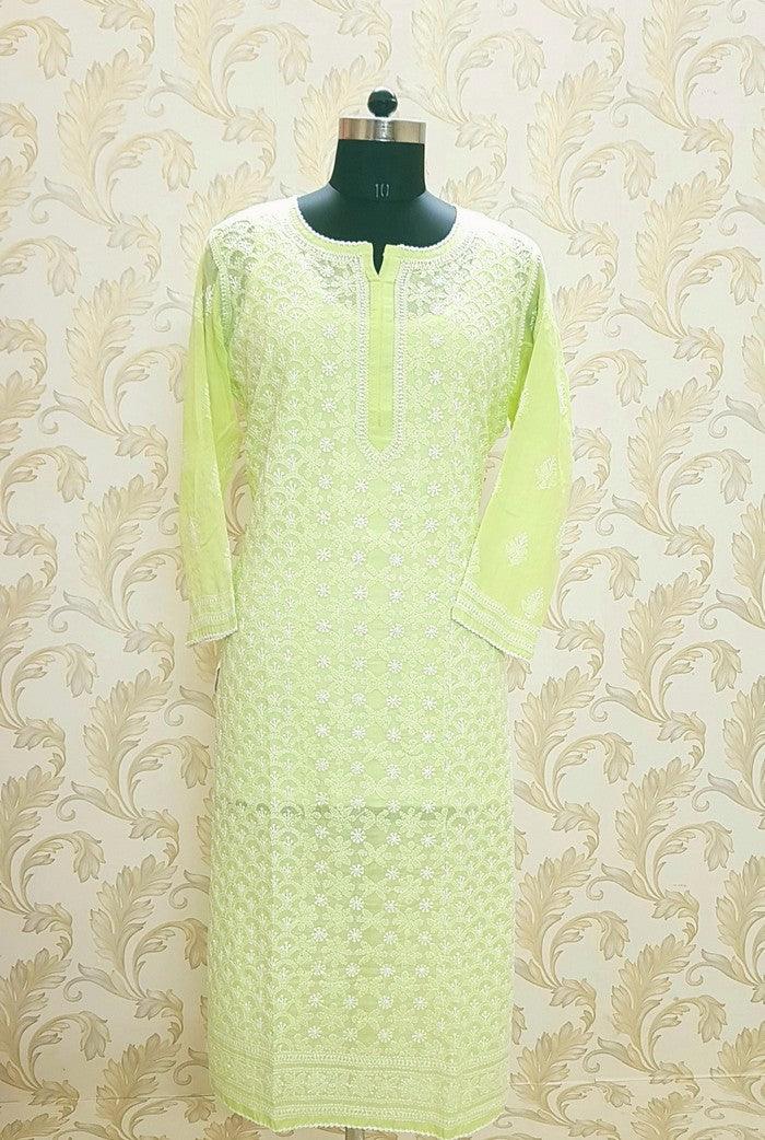 Chikankari Cotton Kurta - Adah Chikankari