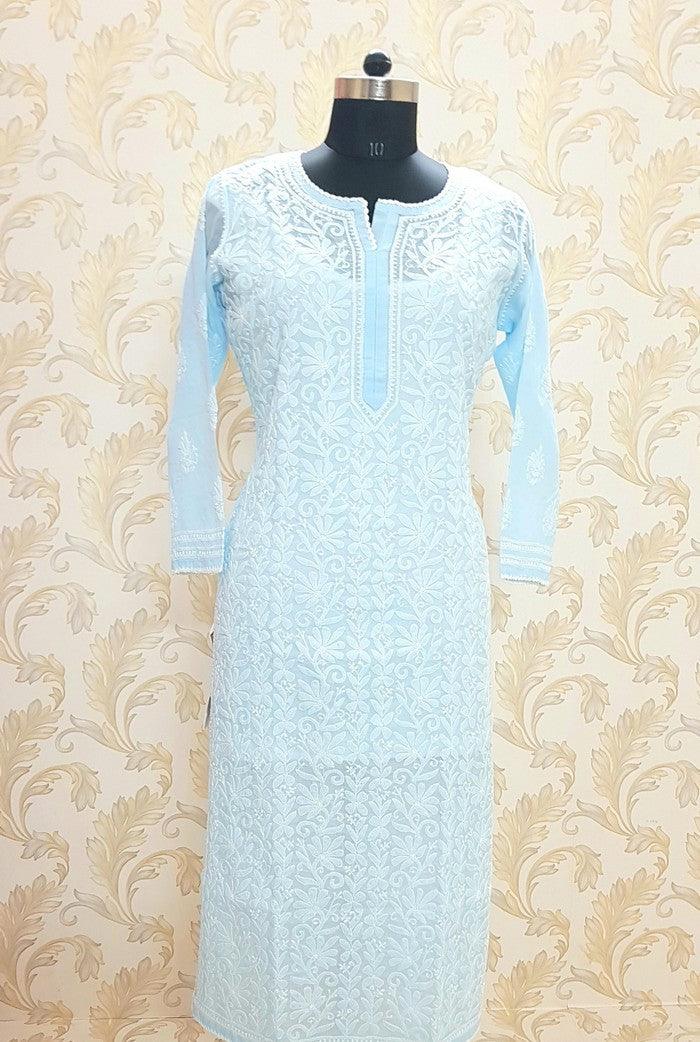 Chikankari Cotton Kurta - Adah Chikankari