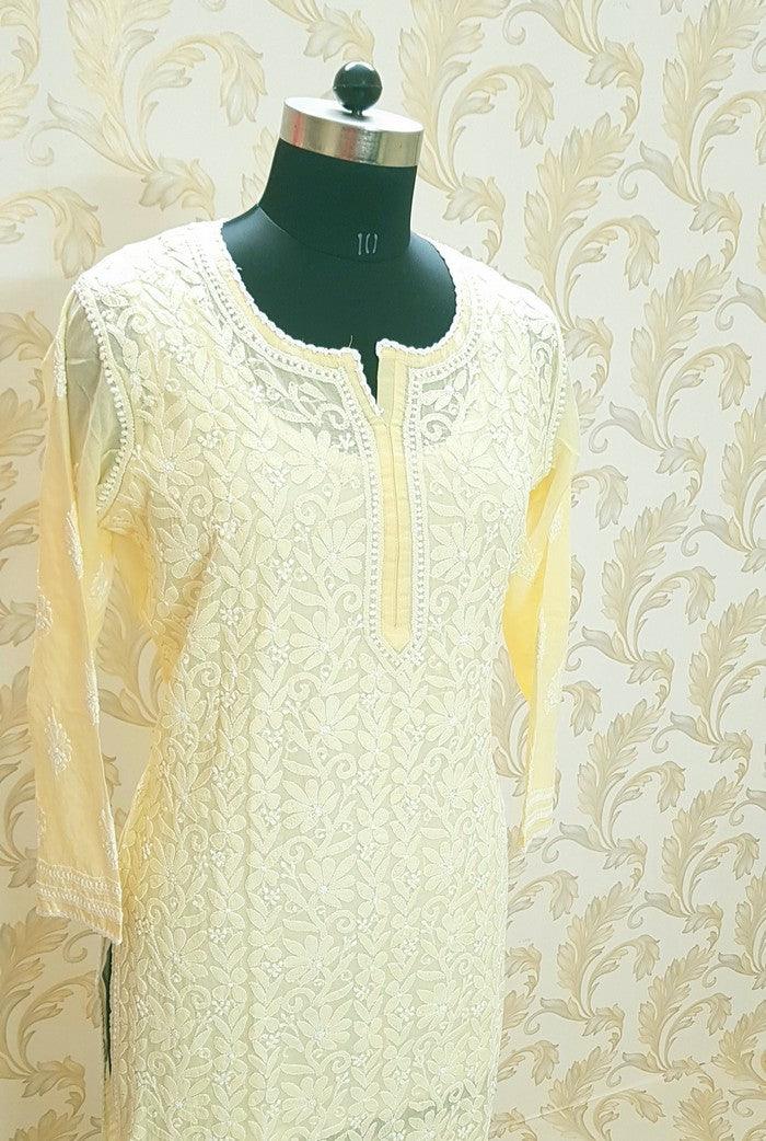 Chikankari Cotton Kurta - Adah Chikankari