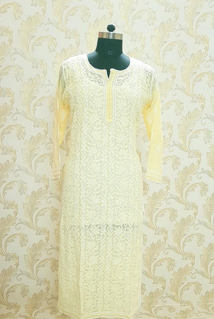 Chikankari Cotton Kurta - Adah Chikankari