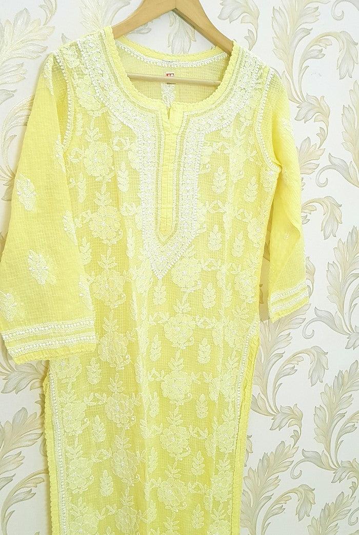 Chikankari Kota Cotton Kurta - Adah Chikankari