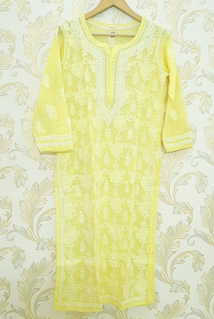 Chikankari Kota Cotton Kurta - Adah Chikankari