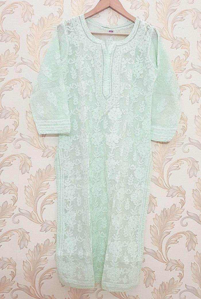 Chikankari Kota Cotton Kurta - Adah Chikankari