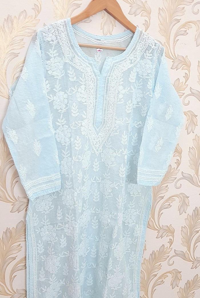 Chikankari Kota Cotton Kurta - Adah Chikankari