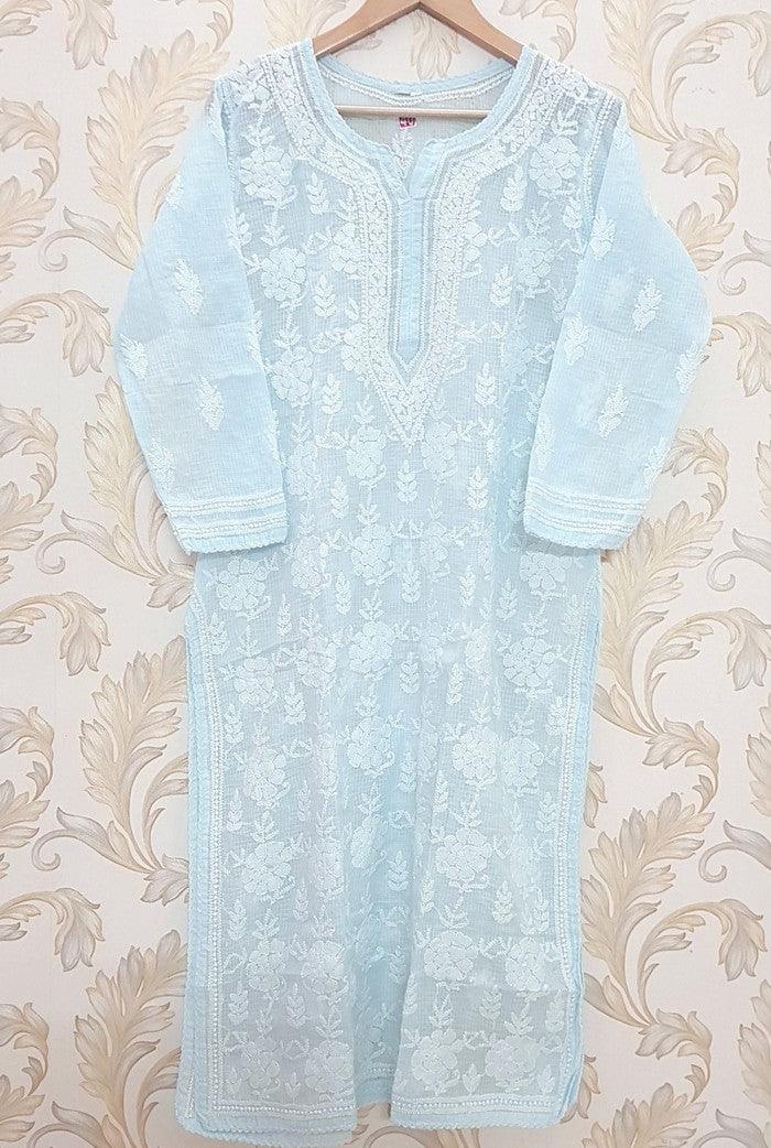 Chikankari Kota Cotton Kurta - Adah Chikankari