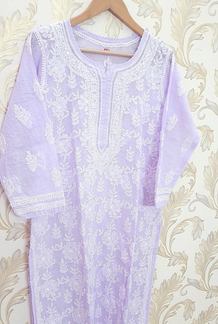 Chikankari Kota Cotton Kurta - Adah Chikankari