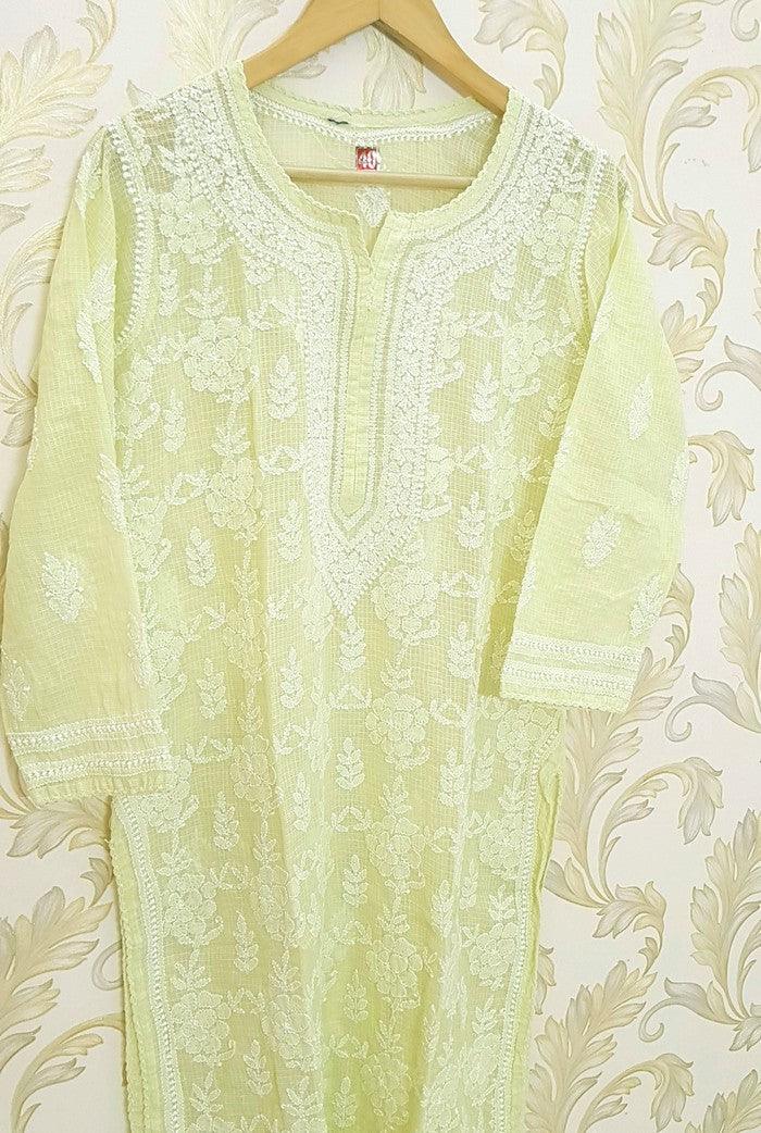 Chikankari Kota Cotton Kurta - Adah Chikankari