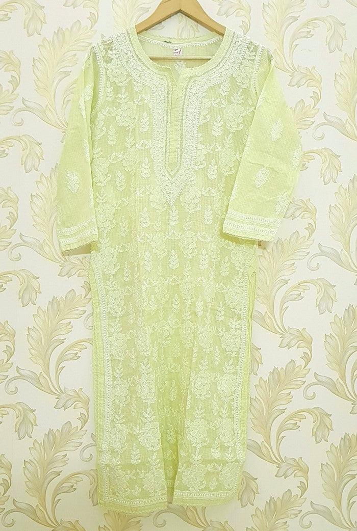 Chikankari Kota Cotton Kurta - Adah Chikankari