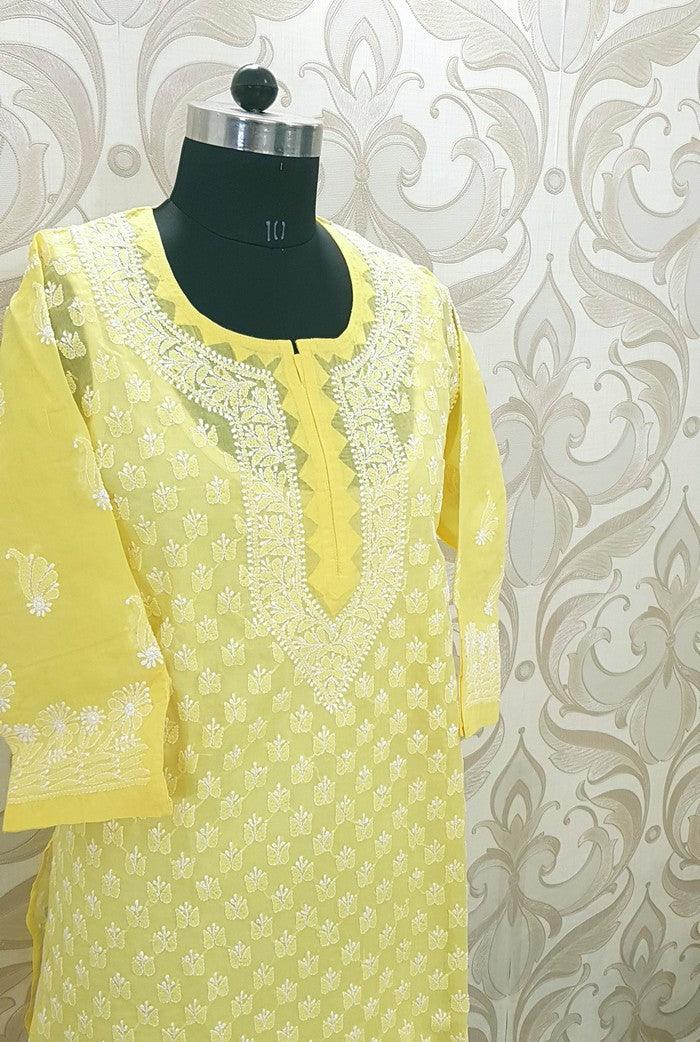 Yellow Chikankari Kurta - Adah Chikankari