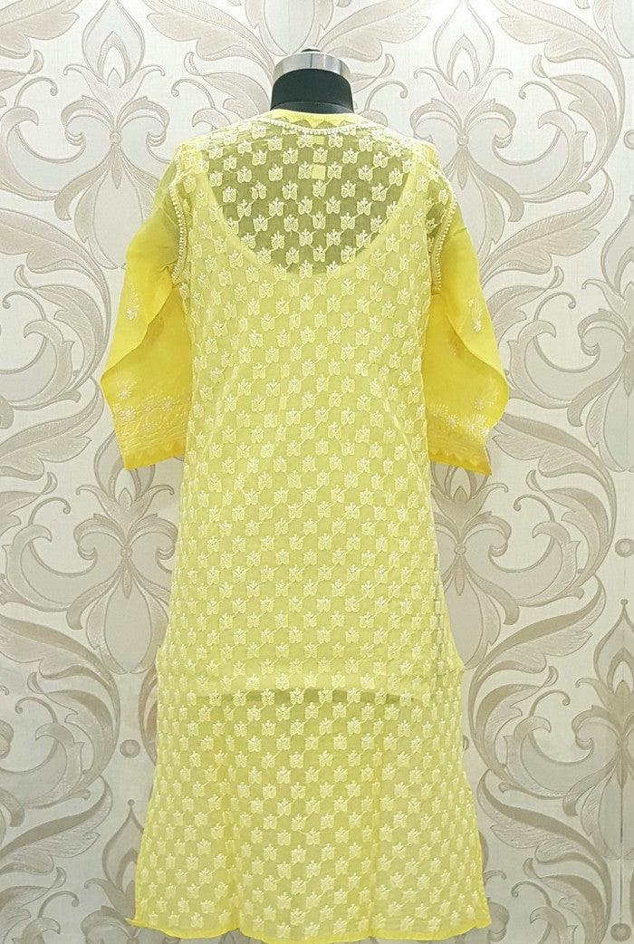 Yellow Chikankari Kurta - Adah Chikankari