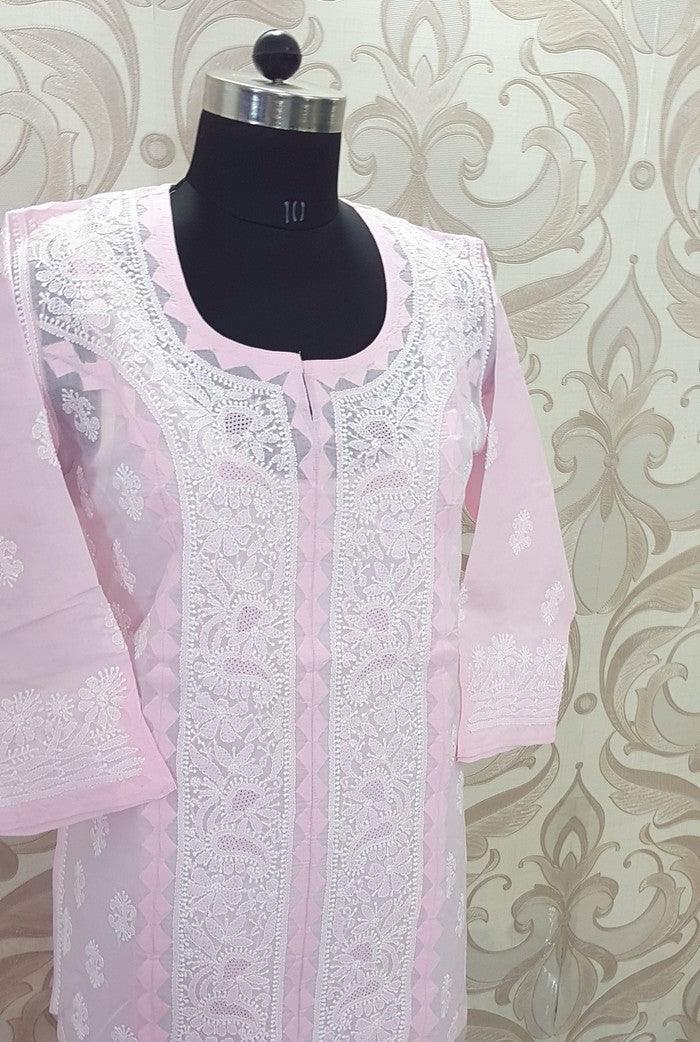 Pink Chikankari Kurta - Adah Chikankari