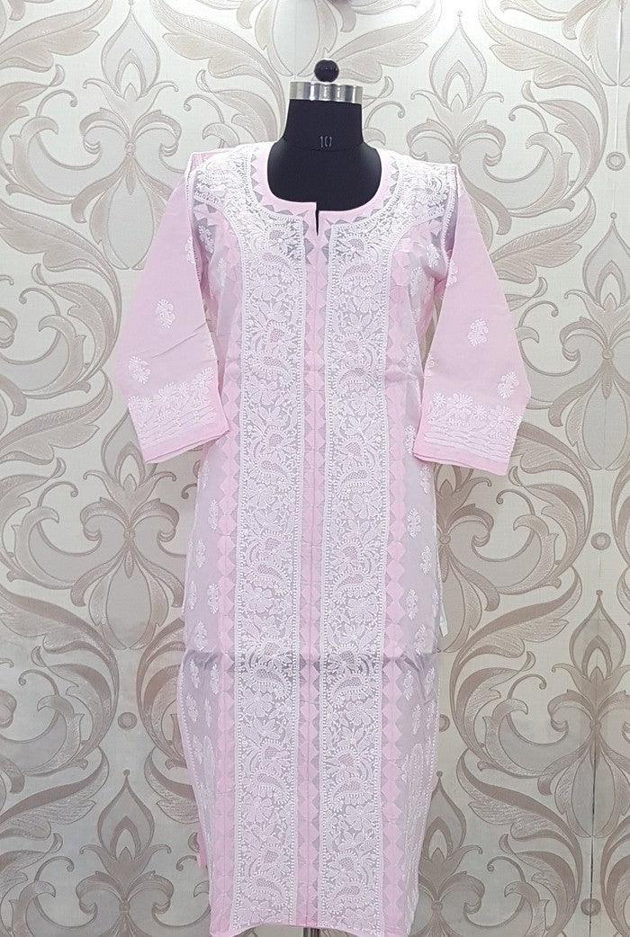 Pink Chikankari Kurta - Adah Chikankari
