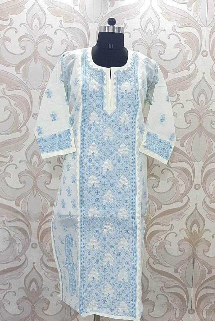Chikankari Cotton Kurta ( Jaali ) - Adah Chikankari