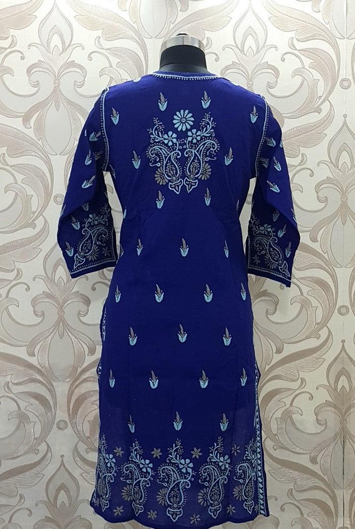 Chikankari Cotton Kurta ( French Knot ) - Adah Chikankari