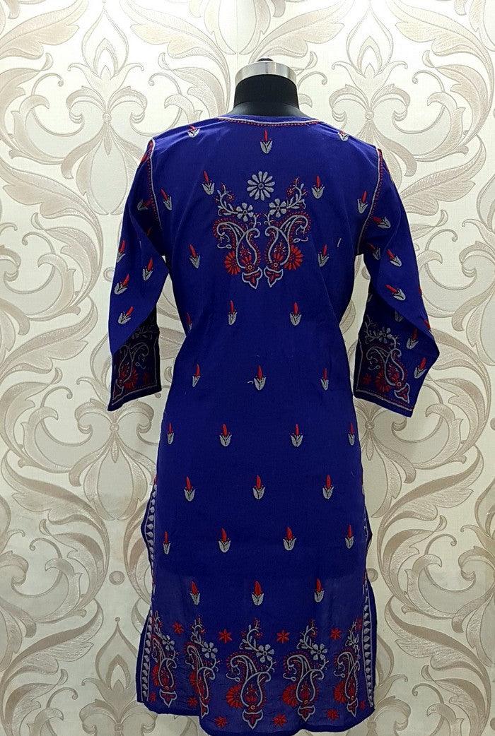 Chikankari Cotton Kurta ( French Knot ) - Adah Chikankari