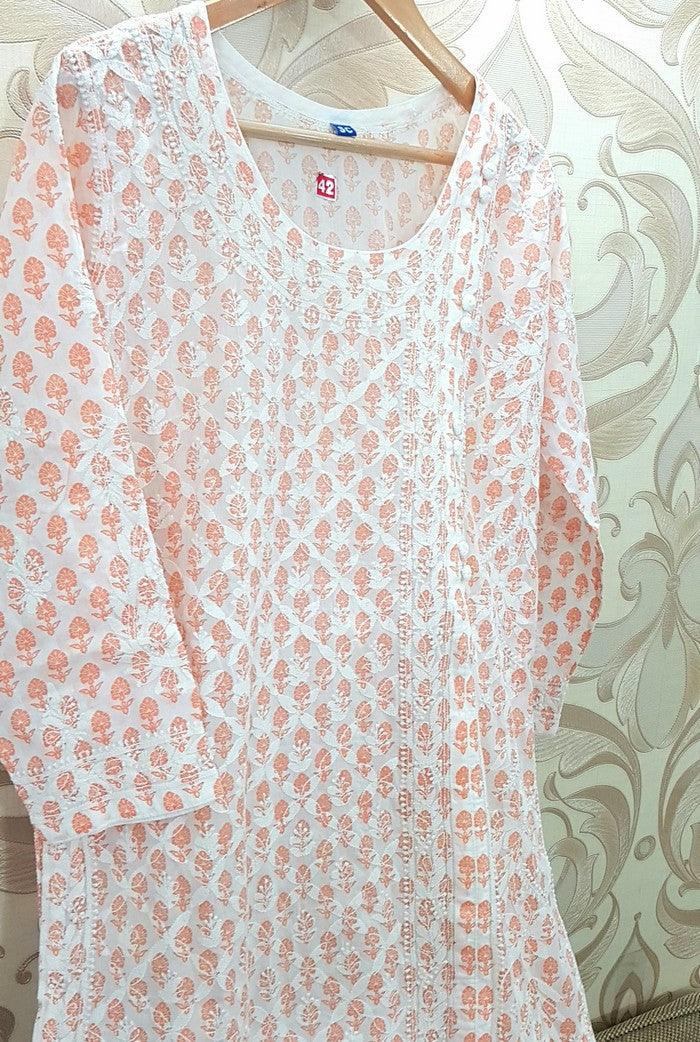 Chikankari Soft Cotton Kurta - Adah Chikankari