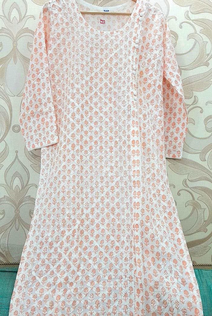 Chikankari Soft Cotton Kurta - Adah Chikankari