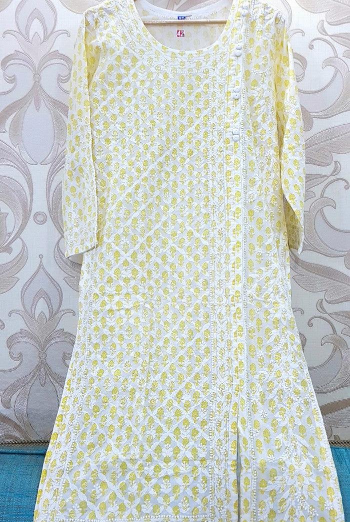 Chikankari Soft Cotton Kurta - Adah Chikankari
