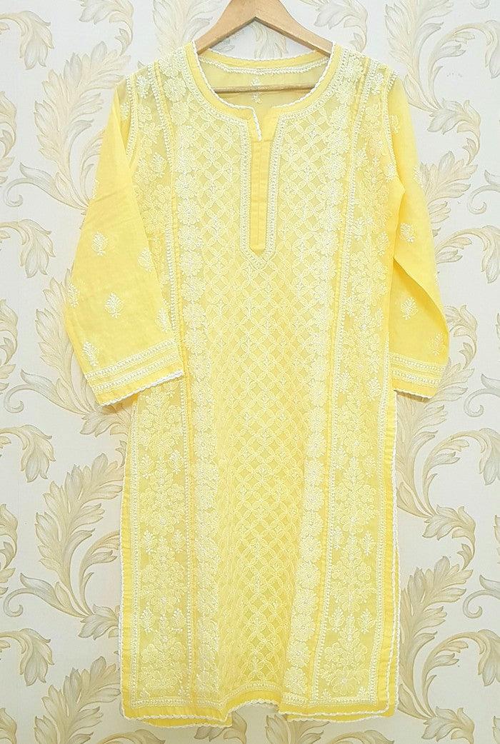 Chikankari Cotton Kurta - Adah Chikankari