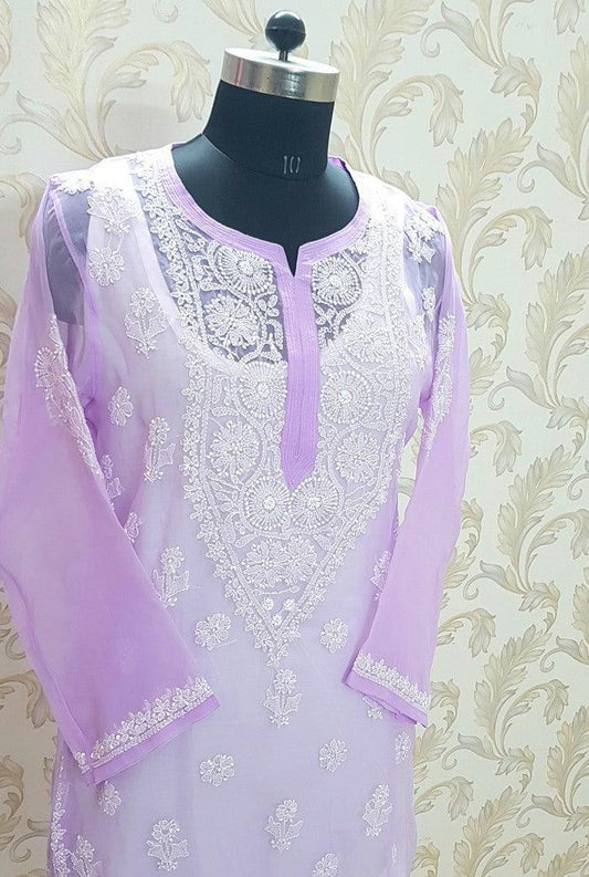 Chikankari Semigeorgette Kurta - Adah Chikankari