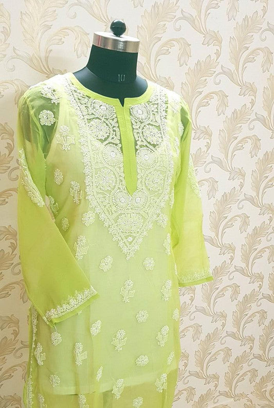 Chikankari Semigeorgette Kurta - Adah Chikankari