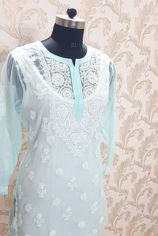 Chikankari Semigeorgette Kurta - Adah Chikankari