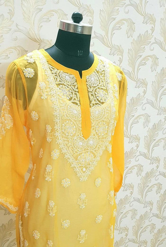 Chikankari Semigeorgette Kurta - Adah Chikankari
