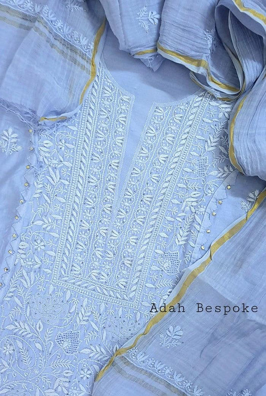 Chikankari Chanderi Designer Suit - Adah Chikankari