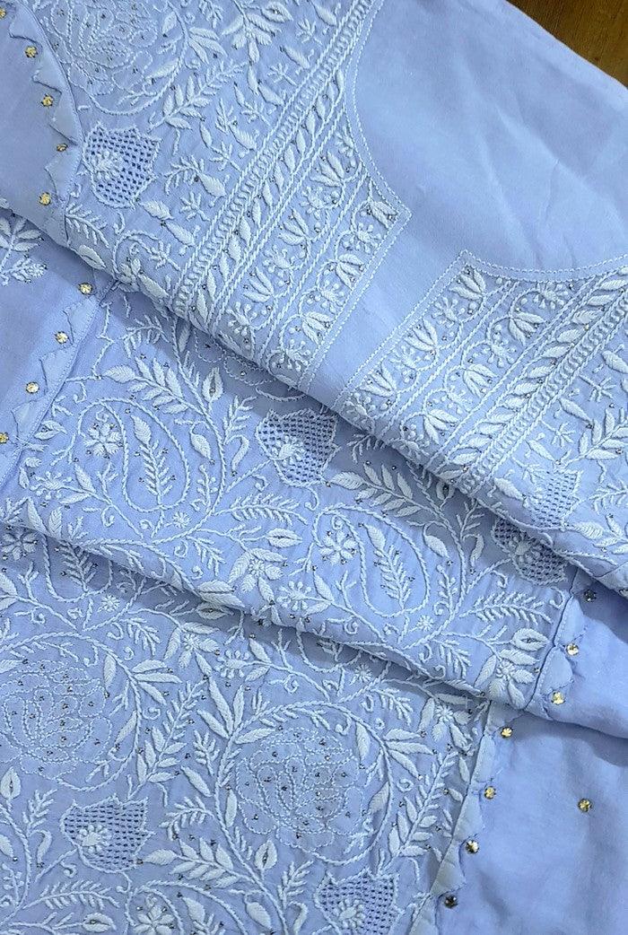 Chikankari Chanderi Designer Suit - Adah Chikankari