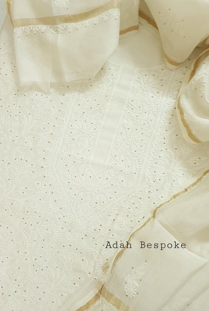Chikankari Chanderi Silk Suits ( Kurta & Dupatta )