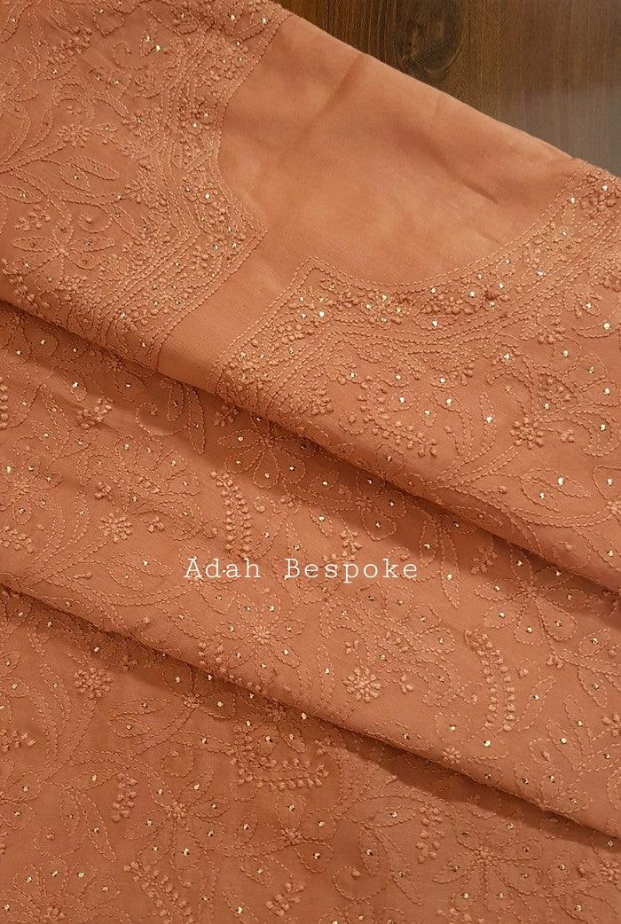 Chikankari Chanderi Silk Suits ( Kurta & Dupatta ) - Adah Chikankari