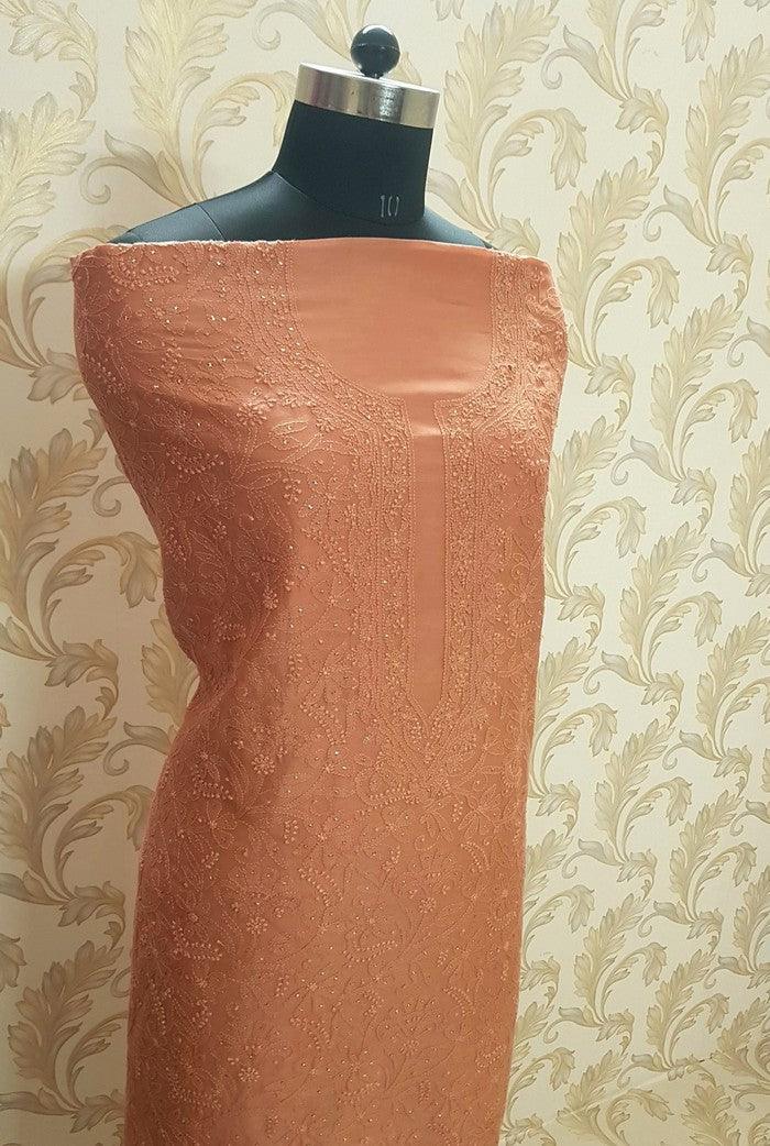 Chikankari Chanderi Silk Suits ( Kurta & Dupatta ) - Adah Chikankari