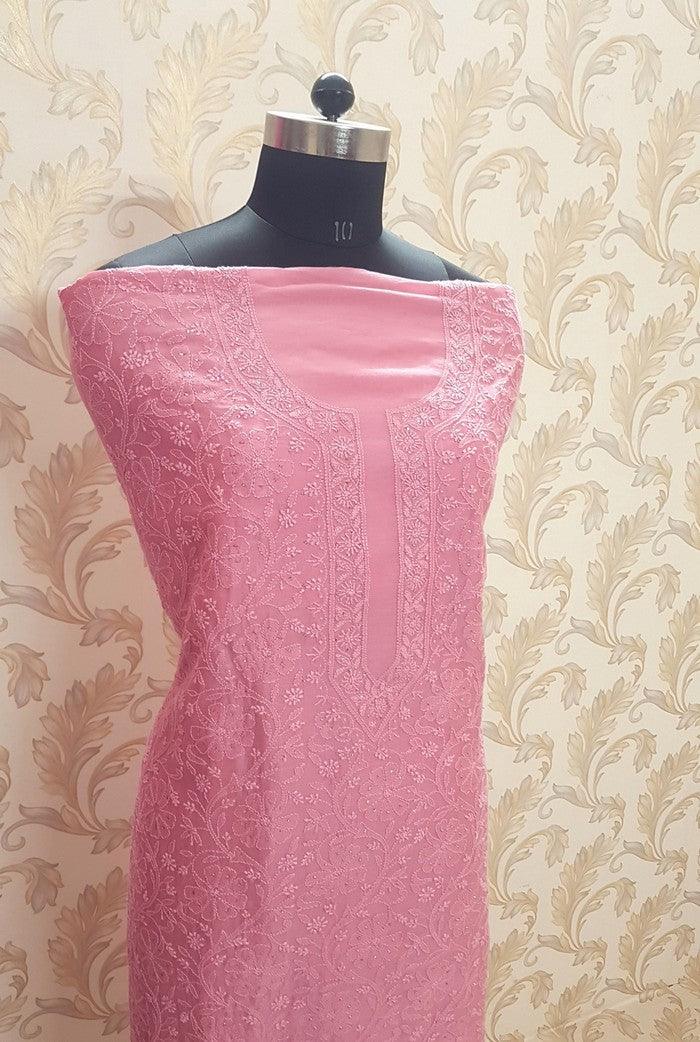 Chikankari Chanderi Silk Suits ( Kurta & Dupatta )