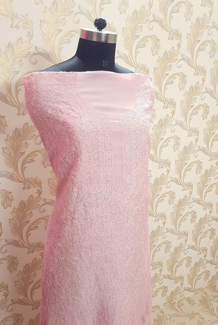 Chikankari Chanderi Silk Suits ( Kurta & Dupatta ) - Adah Chikankari