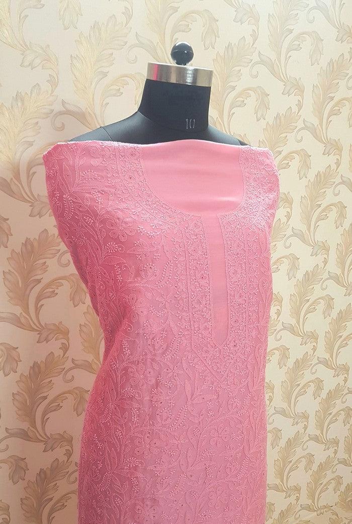 Chikankari Chanderi Silk Suits ( Kurta & Dupatta ) - Adah Chikankari