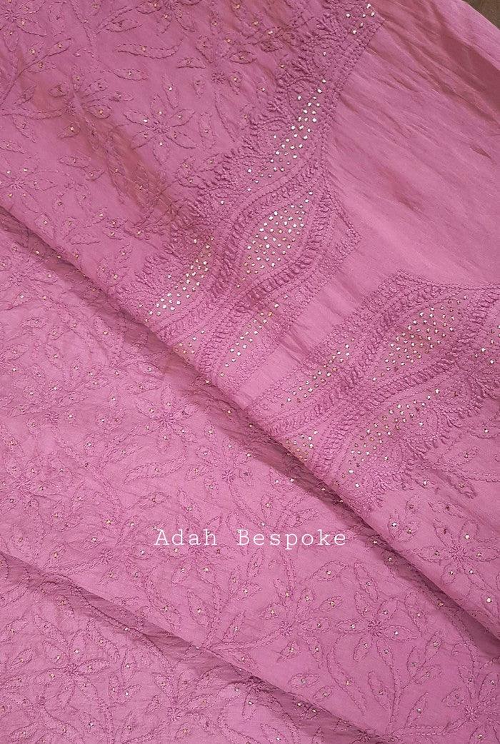 Chikankari Chanderi Silk Suits ( Kurta & Dupatta ) - Adah Chikankari