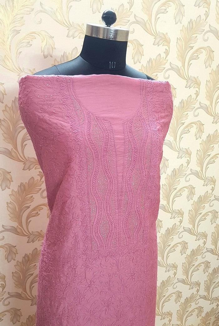 Chikankari Chanderi Silk Suits ( Kurta & Dupatta ) - Adah Chikankari