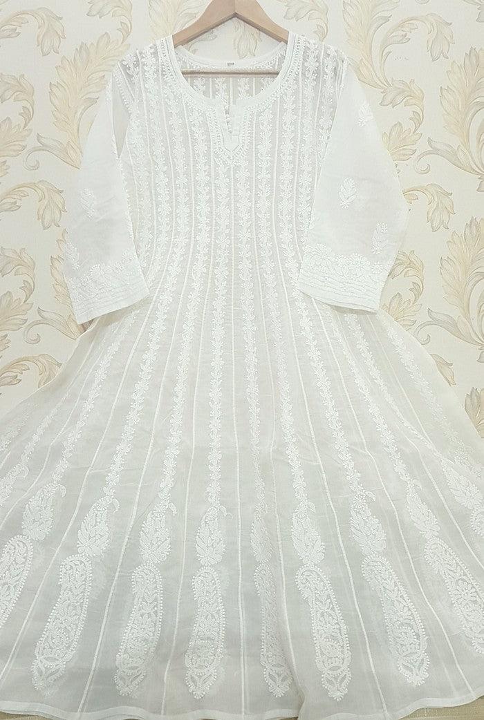 Chikankari Cotton Anarkali ( Stitched ) - Adah Chikankari