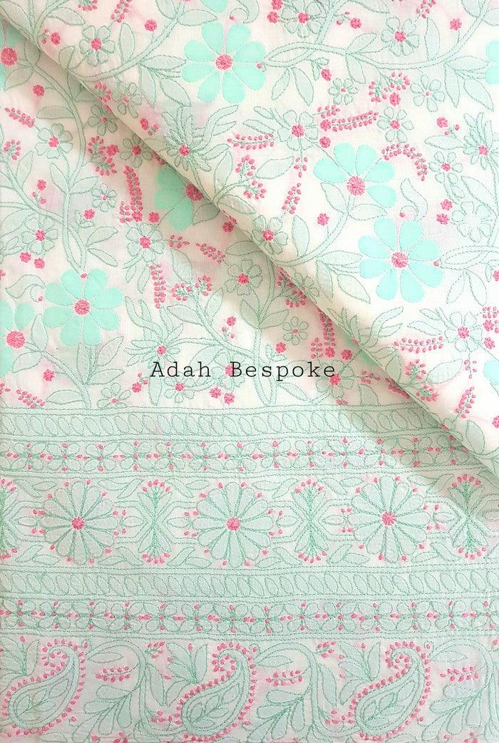 Chikankari Cotton Kurta ( Applique Work ) - Adah Chikankari