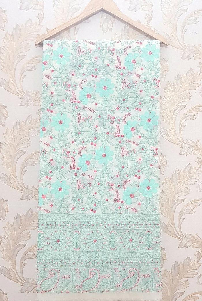 Chikankari Cotton Kurta ( Applique Work ) - Adah Chikankari