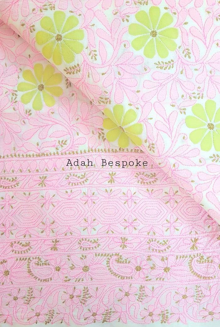 Chikankari Cotton Kurta ( Applique Work ) - Adah Chikankari