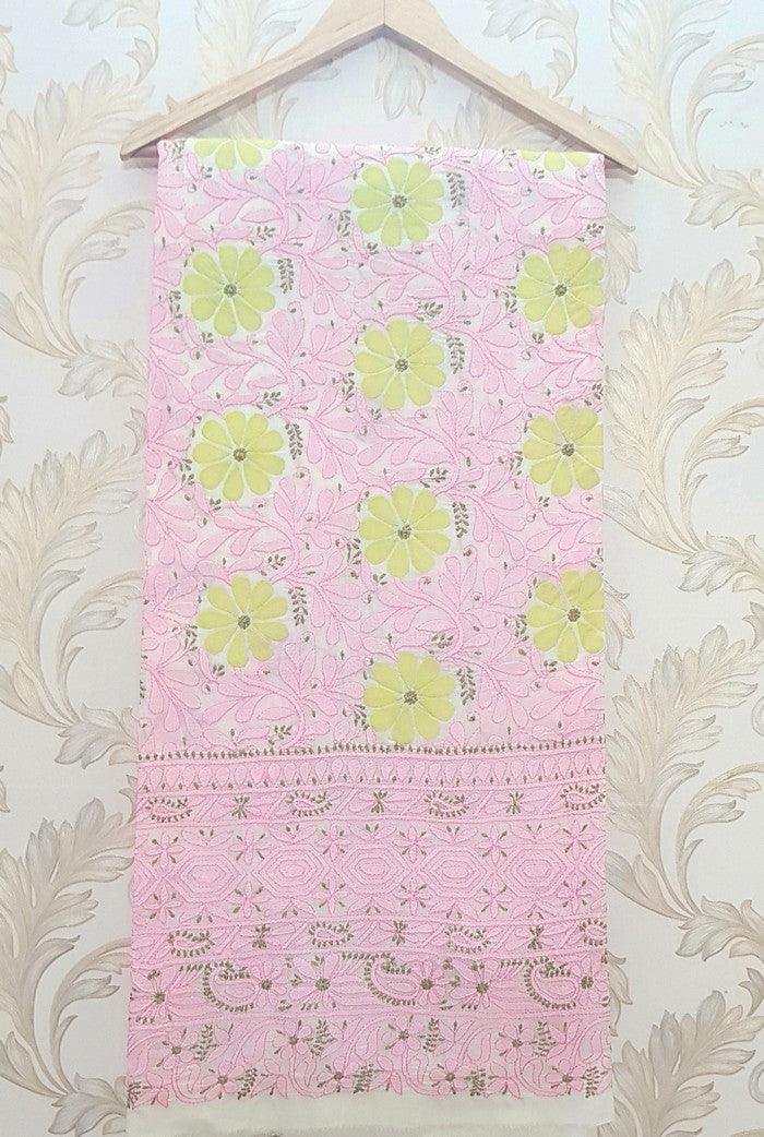 Chikankari Cotton Kurta ( Applique Work ) - Adah Chikankari