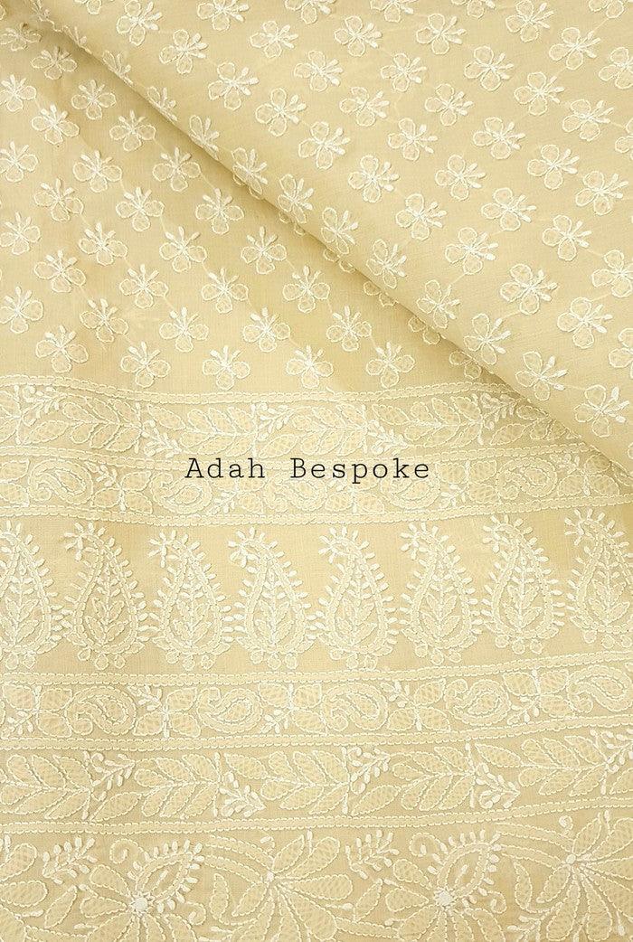 Chikankari Cotton Kurta ( Unstitched ) - Adah Chikankari